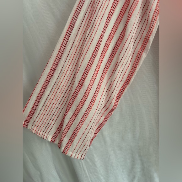 Soft Surroundings Red Orange White Stripe Boho Blouse Tunic Top Size S - Picture 5 of 15